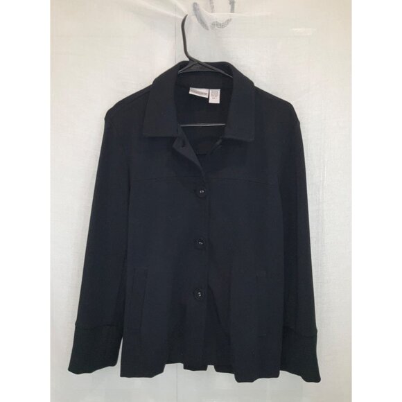 Chicos Womens Black Button-Up Jacket Size 1 Medium - Picture 1 of 4